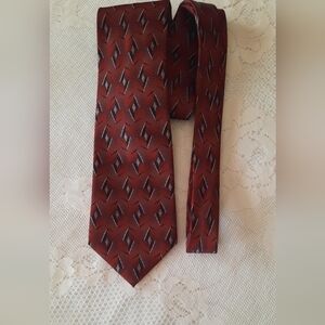 Saverio Milan Italy 100 % Silk Burgundy, Black And Gray Patterned Men's Tie